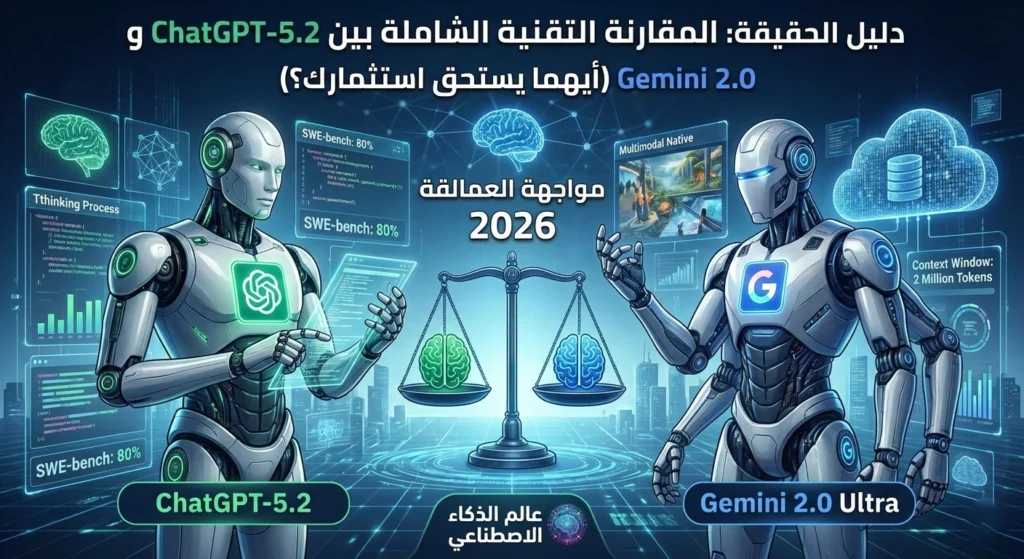 مقارنة ChatGPT-5.2 وGemini 2.0 من حيث القدرات التقنية والتفكير العميق في 2026