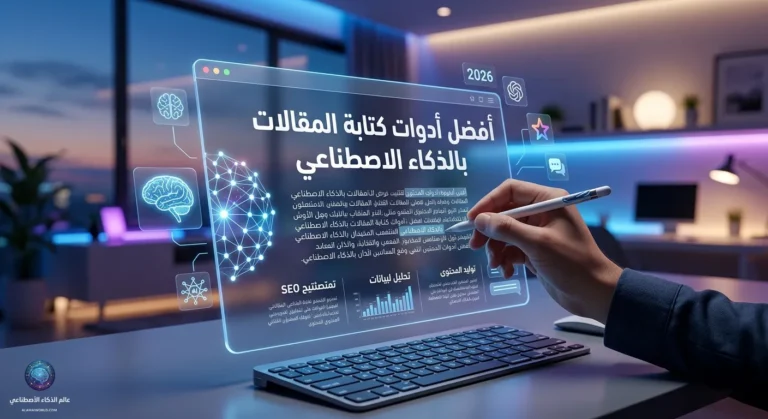رسم توضيحي يوضح أفضل أدوات كتابة المقالات بالذكاء الاصطناعي