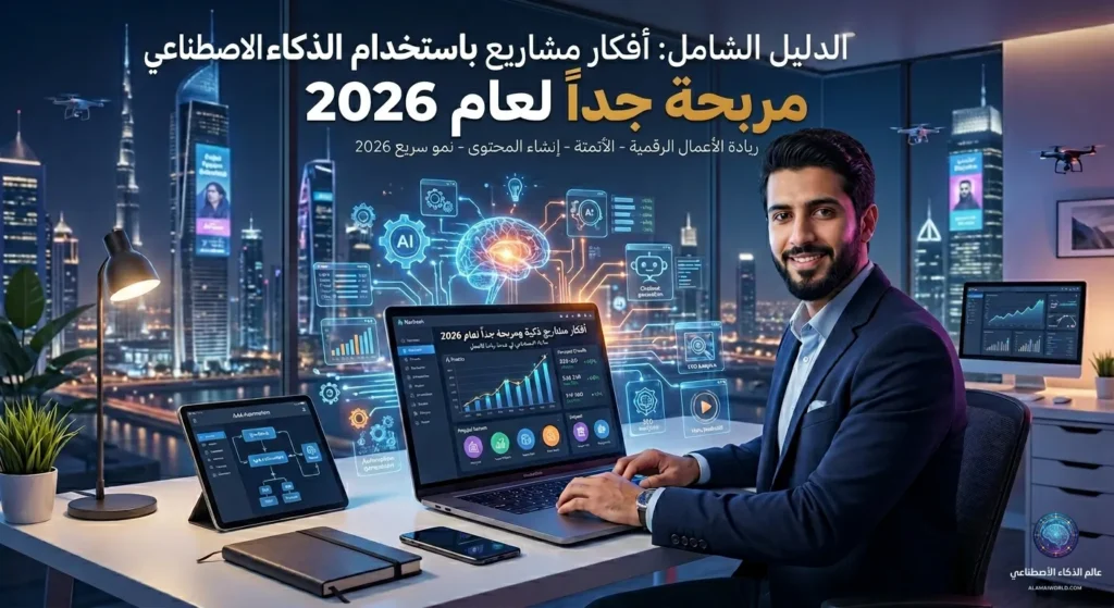 شاب يعمل على حاسوب محمول لتنفيذ مشاريع باستخدام الذكاء الاصطناعي ​5 كلمات مفتاحية ثانوية