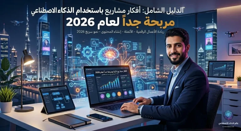 شاب يعمل على حاسوب محمول لتنفيذ مشاريع باستخدام الذكاء الاصطناعي ​