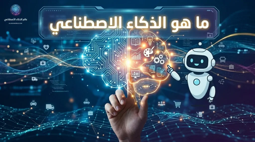 مخطط توضيحي يشرح ما هو الذكاء الاصطناعي وكيف تعمل خوارزميات التعلم الآلي