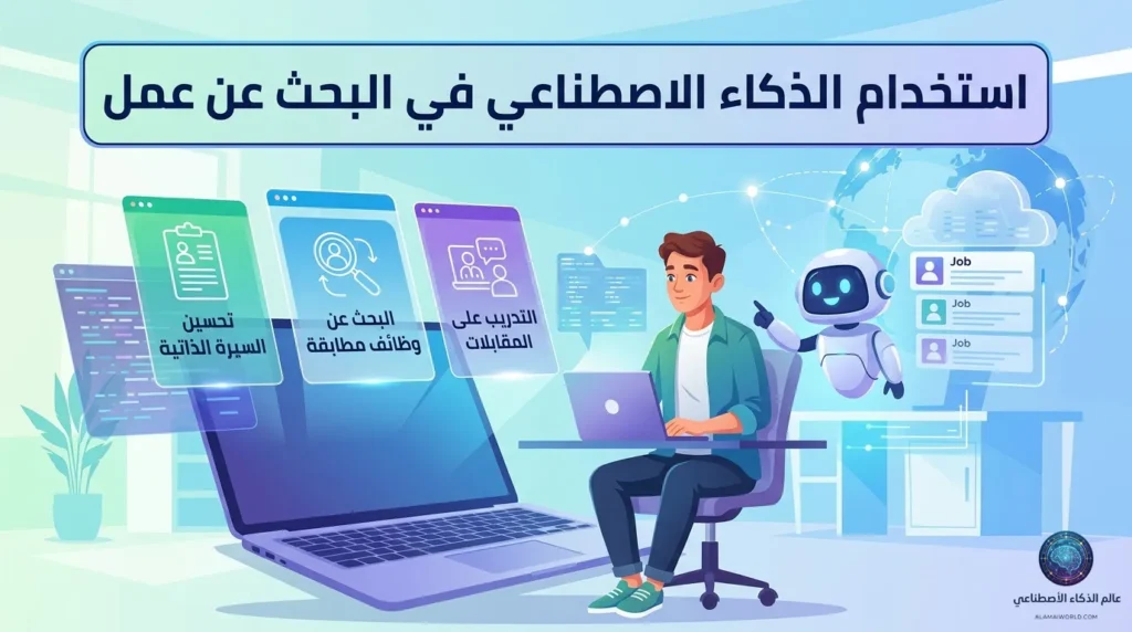 شخص محترف يستخدم حاسوب محمول لتطبيق استراتيجيات استخدام الذكاء الاصطناعي في البحث عن عمل وتجاوز أنظمة ATS.