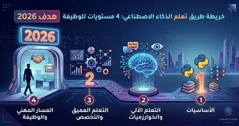 خارطة طريق تعلم الذكاء الاصطناعي 2026 تُوضح أربعة مستويات من الصفر حتى الوظيفة